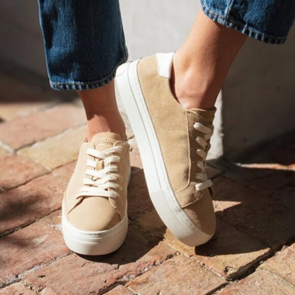 NEW SOLUDOS Suede Ibiza Platform Sneakers in Sand for women 261 4M2T - Picture 2 of 8